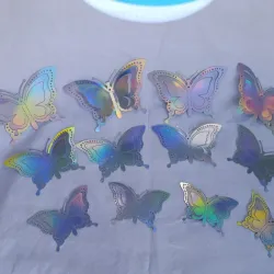 Set de 12 mariposas plateadas tornasol 