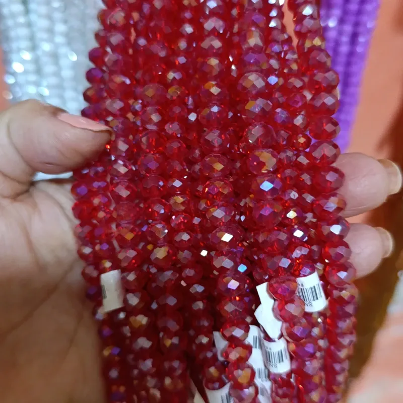 Tira de cristal de 8 mm rojo tornasol