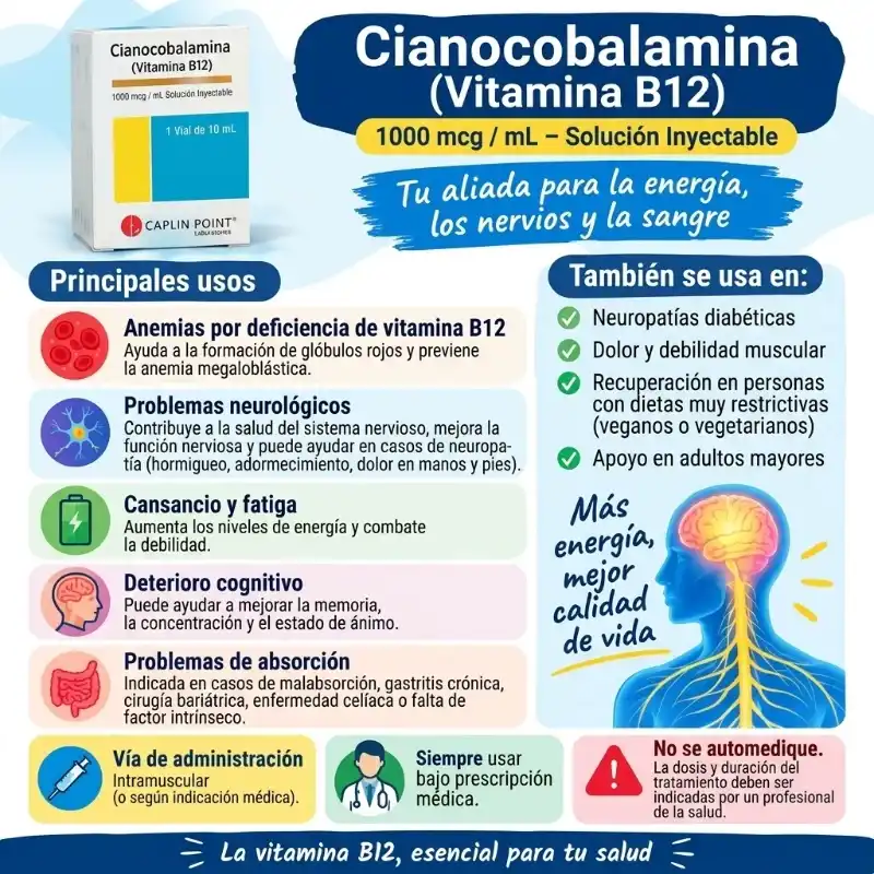 Vitamina B12 inyectable (Cianocoblamina)
