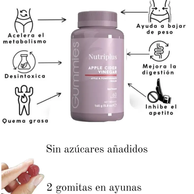 Gomitas de Cidra de Vinagre de Manzana (60 Gummies)
