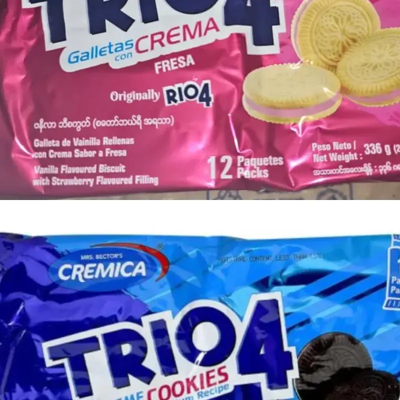 Galletas trío cuatro sabor chocolate y fresa