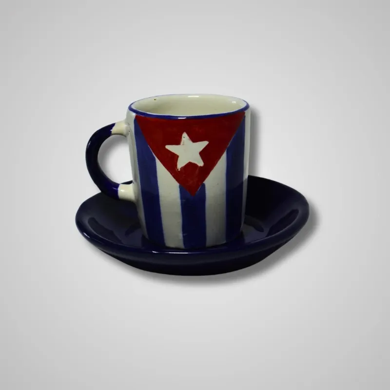 Taza Larga  🇨🇺 / Platillo Azul