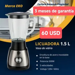 Licuadora 1.5L con Vaso de Vidrio EKO 