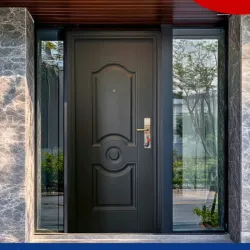 Puerta negra de Segurida para exteriores
