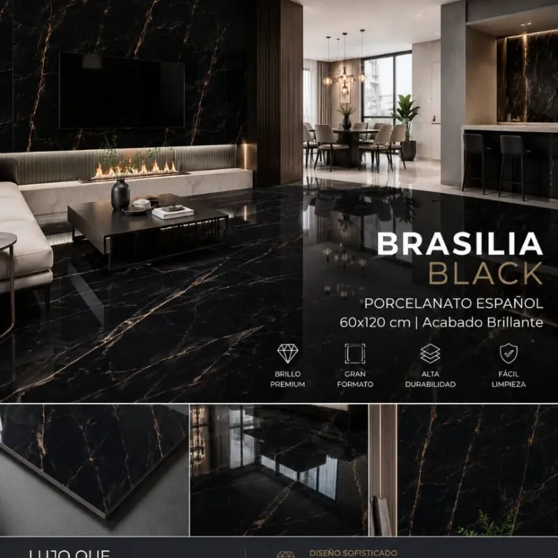 Losa de porcelanato Brasilia Black