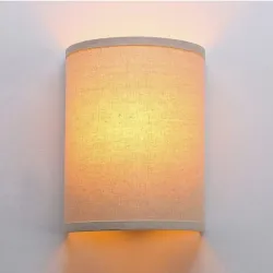 Aplique de pared bohemio vintage de lino para escalera, 1 luz de tocador para interiores, con cableado, aplique interior industrial retro con pantalla de media luna para mesita de noche,