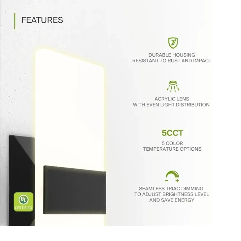 ASD 8 Inch LED Indoor Wall Sconce - Interior moderno 10W 120V 2700K-5000K Accesibles Accesorios de Luz Ajustable Montable Wall, Luces de Pared de Cristal Acrílico para Escalera, Pasillo