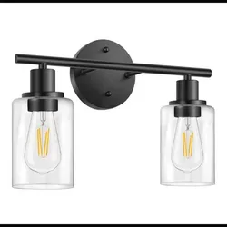 BoostArea Moderna Luz de punto de techo negro de 2 vías con sombra de cristal y cabeza flexiblemente giratoria - Perfecto para cocina, comedor, dormitorio, pasillo.