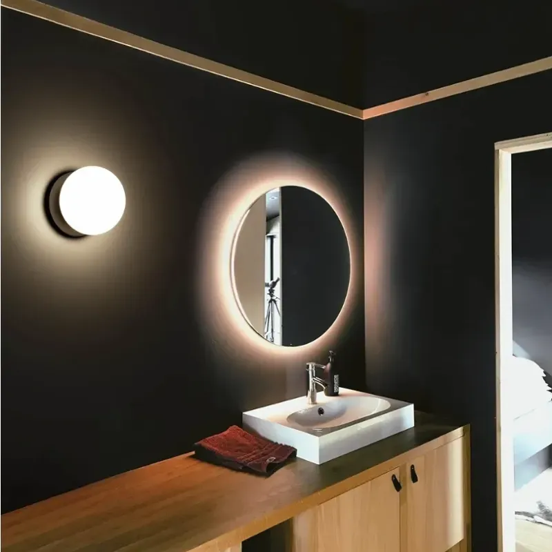 Concesiones de pared, 1 Ligero y moderno globo en negro mate, Luz de pared para dormitorio, Sala de estar y pasillo, Iluminación de vanidad, Texto de luz, Fixtura de luz