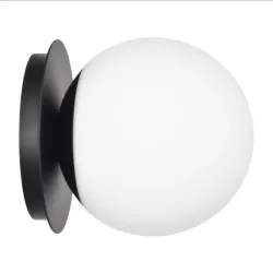 Concesiones de pared, 1 Ligero y moderno globo en negro mate, Luz de pared para dormitorio, Sala de estar y pasillo, Iluminación de vanidad, Texto de luz, Fixtura de luz
