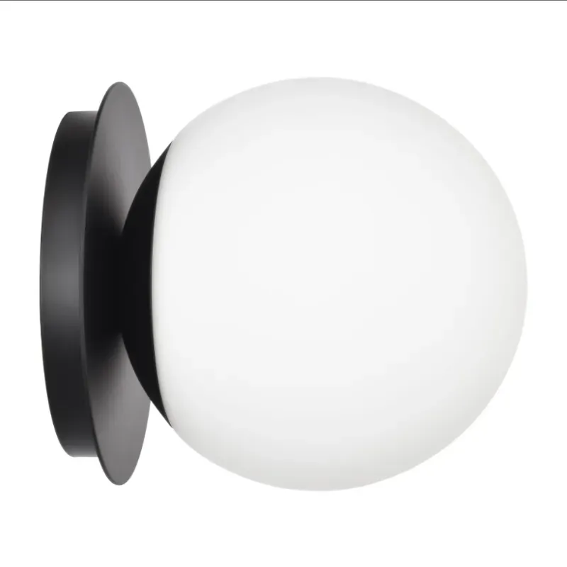 Concesiones de pared, 1 Ligero y moderno globo en negro mate, Luz de pared para dormitorio, Sala de estar y pasillo, Iluminación de vanidad, Texto de luz, Fixtura de luz