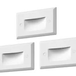 EDISHINE 120V Iluminación de escaleras interiores exteriores, 2,5W 150LM Lámpara de pared LED, 2700K/3500K/5000K, 5%-100% Iluminación de escaleras impermeables IP65 tenible, CRI90, aluminio, ángulo de viga 30°, blanco, 3° Pack.