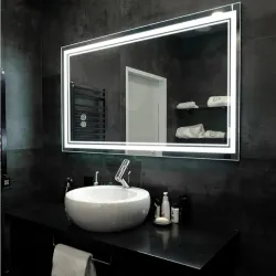 Espejo LED de 60 x 80 para baño con iluminación frontal y trasera, antivaho, regulable, 3 colores, espejo de baño LED con luces, función de memoria, espejo inteligente, montaje en pared horizontal/vertical.