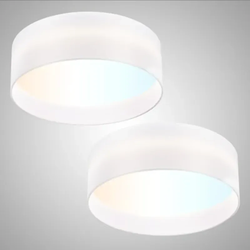 Hamilyeah Flush Mount Ceiling Light Set de 2, lámparas de techo de tambor con sombra de tela blanca, lámparas LED de 24W con soporte de techo 5CCT, adimborables cerca de las lámparas de techo para el dormitorio.