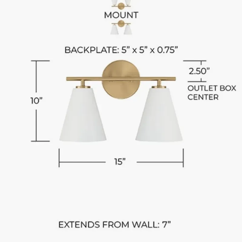 Hamilyeah Gold Bathroom Vanity Light Fixture con sombra de cristal esmerilada, 2 lámparas de pared de buey ligera sobre espejo, 2 lámparas de pared de bombilla para baño, baño, sala de estar.
