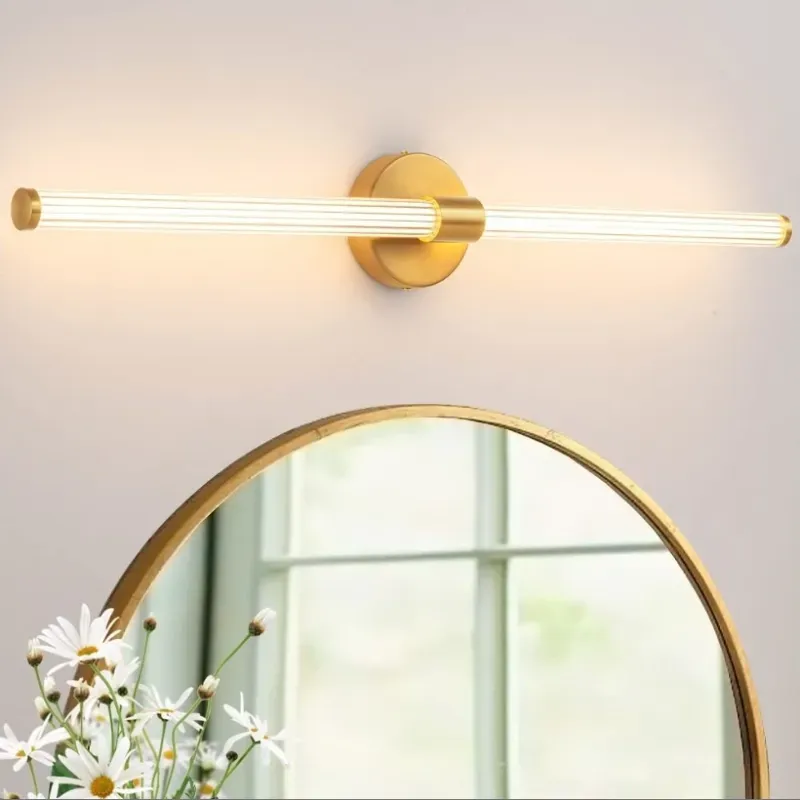 Iluminación completa de la luz del baño LED tenue Luces de vanidad 360° Iluminación completa de la luz del baño sobre el espejo Vaneidad Barra de luz de la pared moderna Concejo cálido blanco para el dormitorio Sala de estar - Oro, 30 pulgadas