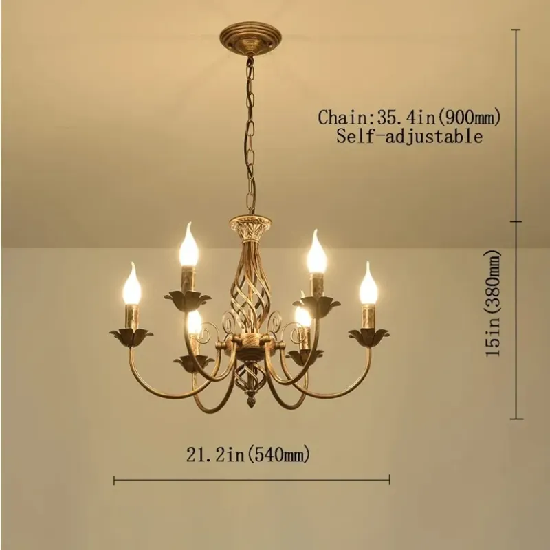 Jaycomey Farmhouse Chandelier Bronze, Rustic 6 Light French Country Pendant Light Fixture, Vintage Metal Chandelier para comedor Cocina Sala de estar Sala de estar Pasillo de dormitorio, E12 Base