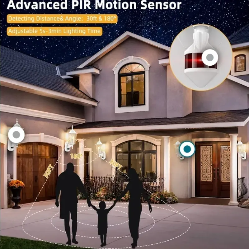 Lamomo Motion Sensor de movimiento Luces exteriores, Al atardecer hasta amanecer Lámpara exterior blanco Fixturas de luz exterior montadas en pared, luces de porche impermeables de aluminio 100% antirroxante para garaje de puerta frontal del patio