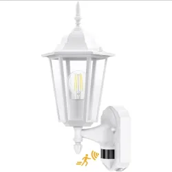 Lamomo Motion Sensor de movimiento Luces exteriores, Al atardecer hasta amanecer Lámpara exterior blanco Fixturas de luz exterior montadas en pared, luces de porche impermeables de aluminio 100% antirroxante para garaje de puerta frontal del patio