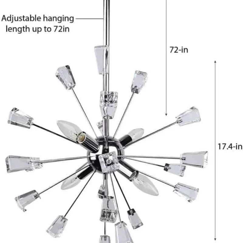 Lampara colgante con puntas de cristal estilo sputnik