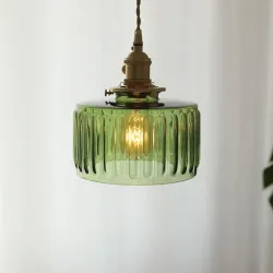 Lampara colgante de cristal verde