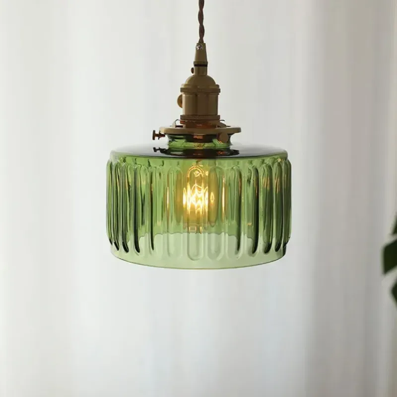 Lampara colgante de cristal verde