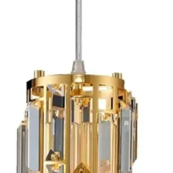 Lámpara Colgante Moderna de Estilo Industrial Lámpara Colgante de Cristal para Techo Isla de Cocina Lámparas Colgantes para Salón Dormitorio Restaurante Lámpara de araña (Gold,1-Light)