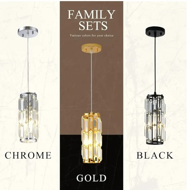 Lámpara Colgante Moderna de Estilo Industrial Lámpara Colgante de Cristal para Techo Isla de Cocina Lámparas Colgantes para Salón Dormitorio Restaurante Lámpara de araña (Gold,1-Light)