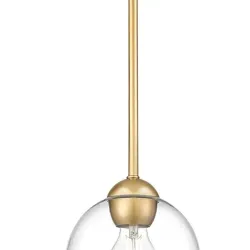 Luces colgantes modernas de globo de 7 pulgadas, lámparas colgantes industriales doradas, luces colgantes de 1 luz con pantalla de vidrio transparente para isla de cocina, dormitorio, baño,