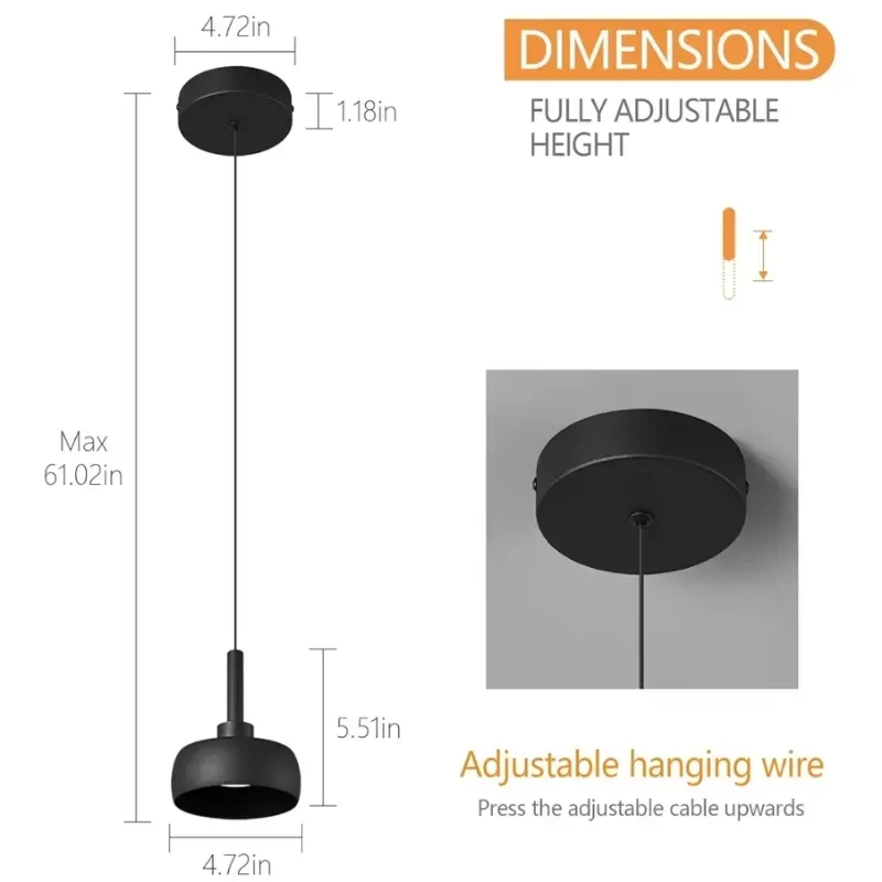 Lámpara colgante negra mate de colores de luz colgante Kitchen Island Mini Dome Hanging Light Fixtures LED COB Source Lámpara colgante moderna para el dormitorio Sala de estar Comedor Bar