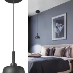 Lámpara colgante negra mate de colores de luz colgante Kitchen Island Mini Dome Hanging Light Fixtures LED COB Source Lámpara colgante moderna para el dormitorio Sala de estar Comedor Bar