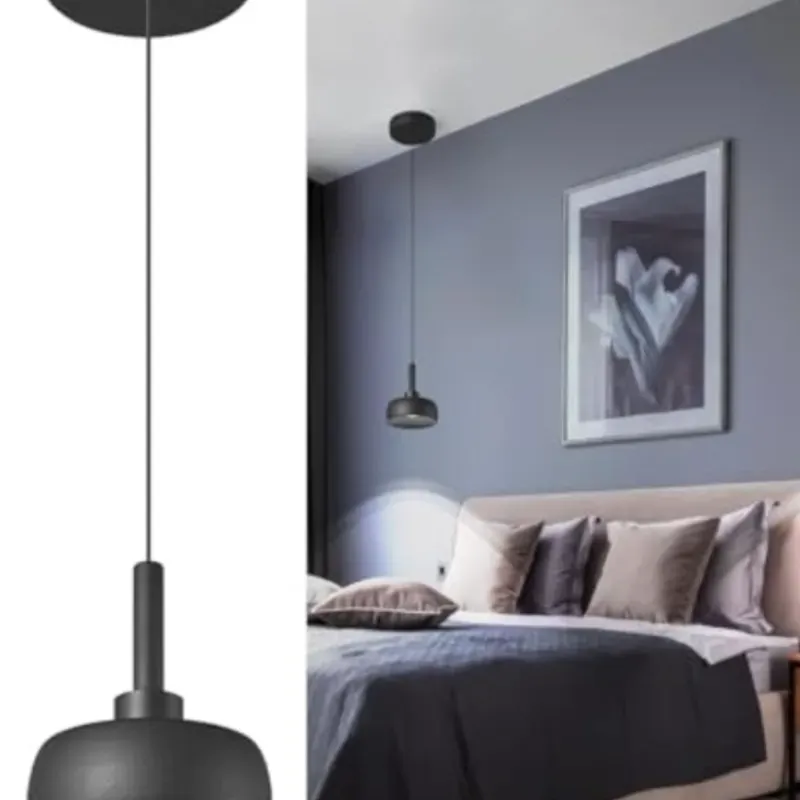 Lámpara colgante negra mate de colores de luz colgante Kitchen Island Mini Dome Hanging Light Fixtures LED COB Source Lámpara colgante moderna para el dormitorio Sala de estar Comedor Bar