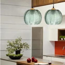 Lampara colgante verde de cristal