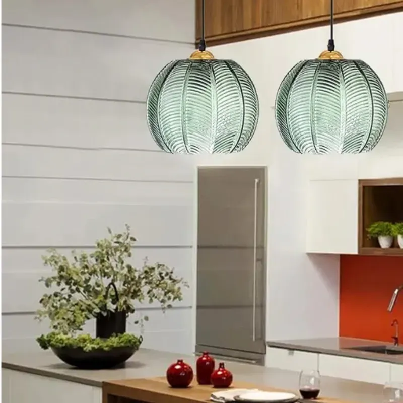 Lampara colgante verde de cristal