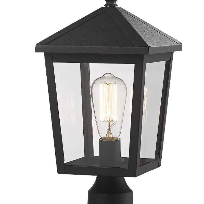 Lampara de exterior negra para poste