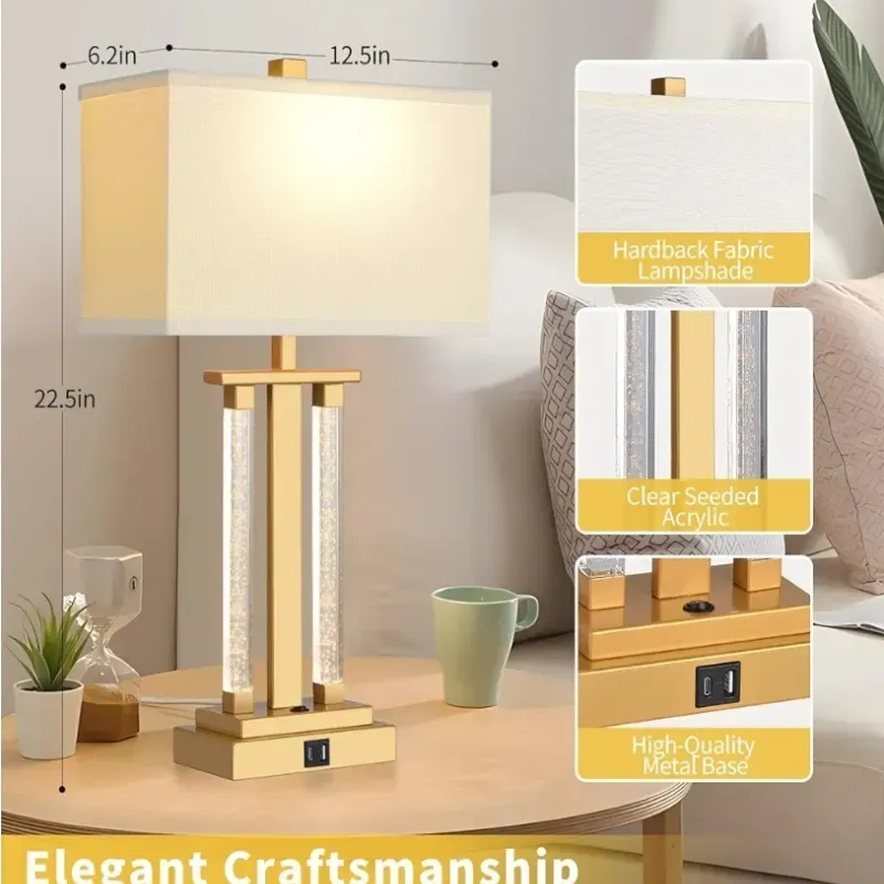 Lampara de mesa led dorada