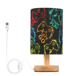 Lámpara de mesita de noche para videojuegos, lámpara de madera, colorida, ideal para dormitorio, sala de estar, guardería, oficina, decoración del hogar.
