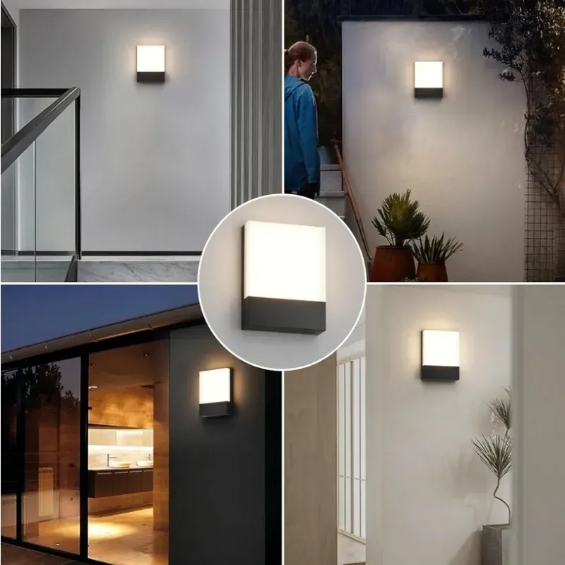 Lámpara de pared para exteriores de 24 W, IP65, impermeable, moderna lámpara de pared de 3000 K, blanco cálido para patio, puerta delantera, entrada (negro)