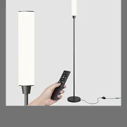 Lámpara de suelo con control remoto, lámparas de suelo brillante para sala de estar/dormitorio/oficina, colores ajustables ininterrumpidos 3000K-6000K y brillo del 10-100%, luz de pie con interruptor de pie (negro)