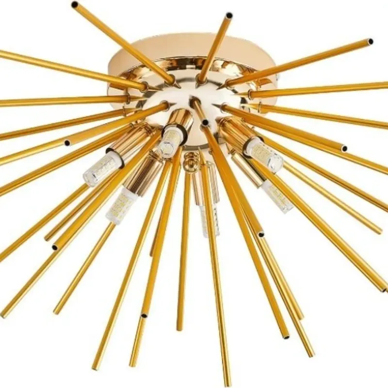 Lampara de techo dorada estilo sputnik