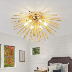 Lampara de techo dorada estilo sputnik 