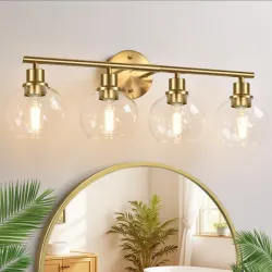 Lampara dorada de 4 bolas 