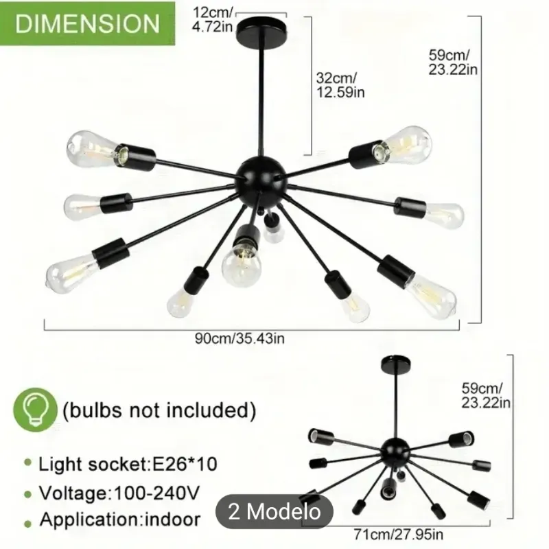 Lampara sputnik araña de 10 bombillos