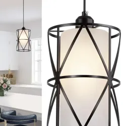 Lámparas colgantes con vidrio esmerilado, iluminación colgante negro mate, isla de cocina, lámparas colgantes cilíndricas, iluminación moderna de isla 