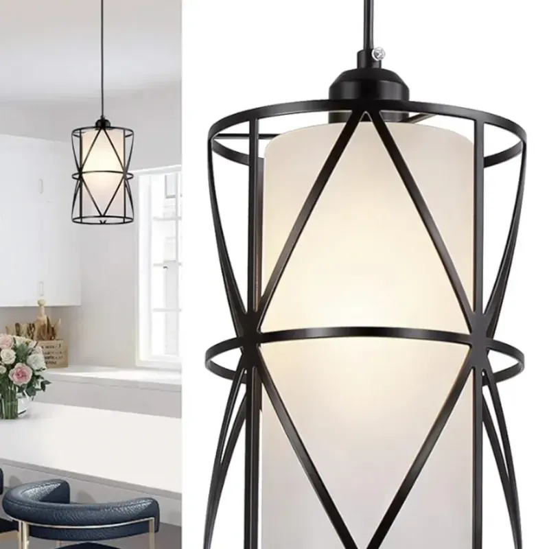 Lámparas colgantes con vidrio esmerilado, iluminación colgante negro mate, isla de cocina, lámparas colgantes cilíndricas, iluminación moderna de isla 