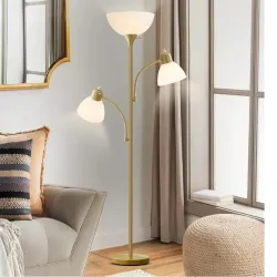 Lámparas de piso de Luvkczc para sala de estar, lámparas de pie altas de 72 pulgadas, lámpara de antorcha con luces de lectura ajustables de 8W, lámpara de piso brillante moderna para dormitorio, oficina, tocador, oro .