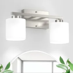 - Luces de espejo de baño de níquel cepilladas con esmerilado y acabado antirroxante, E26 