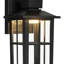 Luces de pared exteriores LED más brillantes, seleccionables a 10W 3000K/4000K/6500K, de 800LM de luz exterior negra de alto brillo con una tapa de cristal transparente, linternas de pared exteriores impermeables para Patio, 1 Pack