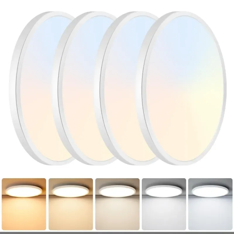 Luminaria de techo LED empotrada Brightever de 9 pulgadas, 5 en 1 CCT 2700K/3000K/4000K/5000K/6500K seleccionable, equivalente a 180W, 2200LM, superdelgada, 18W, para sala de estar y porche