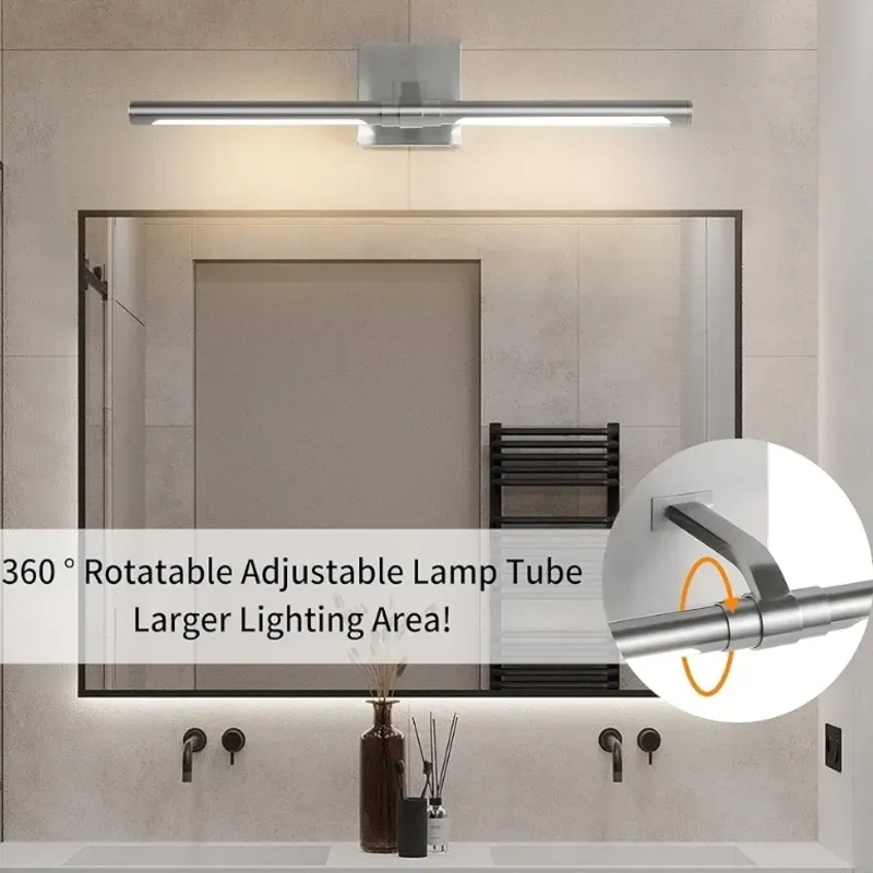 Luz de vanidad de níquel de arena para baño 360° Fixturas de iluminación giratorias 24 pulgadas Concesiones de baño modernas y de 4000K sobre luces de imagen de espejo para pinturas.